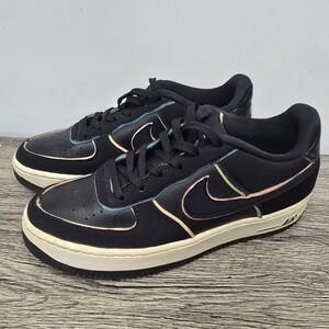 NIKE AIR FORCE 1 LV8 GS 'OUTLINE' Black/Pink-Barely Volt CD7406-001 Size 7Y‎